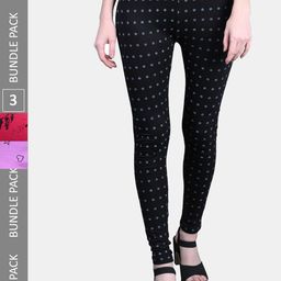 FRENCH KLEIDER Girls Pack Of 3 Printed Cotton Casual Leggings-image-27