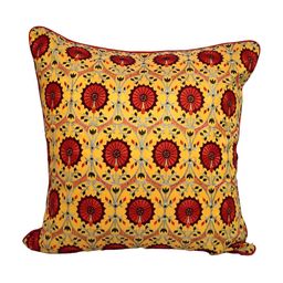 TARA- Sparkling Homes Yellow & Red Set of 2 Embroidered Square Cushion Covers image 3