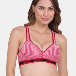 Amour Secret Red & White Lightly Padded Sports Bra-image-81