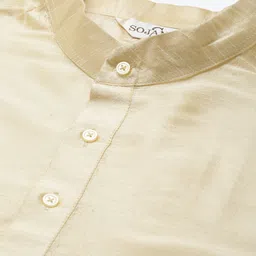 SOJANYA PLUS Men Plus Size Golden Solid Kurta with Churidar Comes With a Nehru Jacket image 4