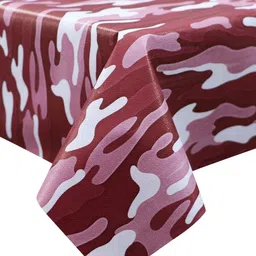 Dakshya Industries Rust & White Abstract Printed Waterproof 4-Seater Table Cover image 3