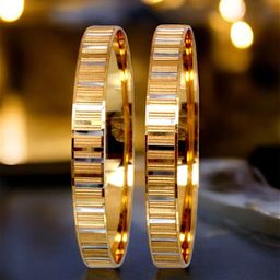 LUCKY JEWELLERY Set Of 2 18K One Gram Gold-Plated Bangles image 3