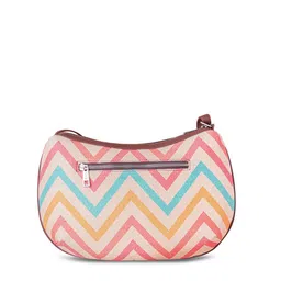 ZOUK Pink Geometric Printed Leather Sling Bag image 3