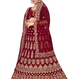 MANVAA Embroidered Semi-Stitched Lehenga & Unstitched Blouse With Dupatta image 3