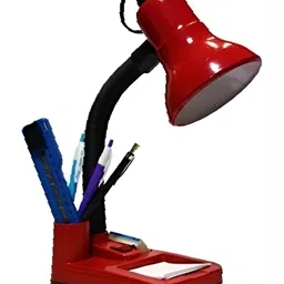 SPARK WORLD Red & Black Metal Contemporary Bell Shaped Table Lamp image 3