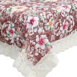 Dakshya Industries Brown Floral Printed 4-Seater Rectangle Table Cover image 3