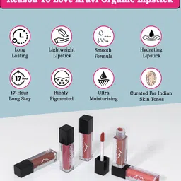 Aravi Organic 10-Pcs Soft Matte LongStay Liquid Lipstick with Vitamin E 15ml - Mixed Shade image 5