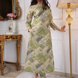 KALINI Geometric Printed Regular Kurta With Trouser image 3