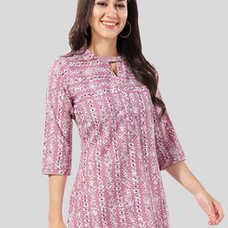 Saree Swarg Abstract Printed Mandarin Collar Kurti image 3