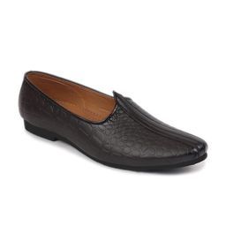 FAUSTO Men Textured Round Toe Memory Foam Lightweight Mojaris image 3