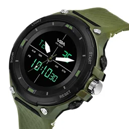 V2A Men Black Dial & Green Straps Analogue Multi Function Watch image 5