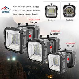 DOCOSS 2 in 1 Torch High Power Long Distance Rechargeable Torch Wth Emergency Light, Water Resistant Camping Light (L2 Led + 45 SMD) (Black-Small) image 4