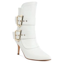 London Rag Chunky White Buckle Strap Ankle Boots-picture-8