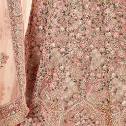 MOHEY Embroidered Net Sequinned Semi-Stitched Lehenga & Unstitched Blouse With Dupatta image 5
