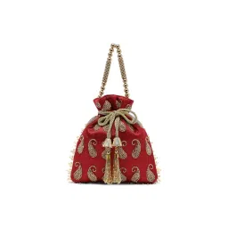 Lavie Signature Womens Maroon Ely Paisley Embellished Potli Bag (M)-picture-16