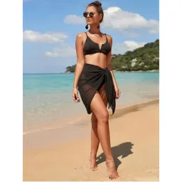 WomanLikeU Black Solid Sarong-picture-48