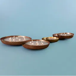 Manor House Roshni Scented Flovored Wax Filled Metal Bowl Urli Set Of 4-picture-29