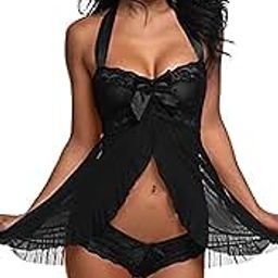 Love MakerWomen Babydoll Chemise Multicolor Lace Net Lingerie Nighty for Girls Stylish Above Knee Flora Print Honeymoon Anniversary Nightwear Dress Small to 3XL-image-99