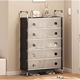FURNI FLOW 5-Tier Shoe Storage Cabinet, Metal Frame, Grey and Black, Entryway Organiser with 10 Compartments, DIY (Do It Yorshelf) (SR-6)-25