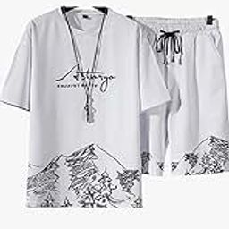 GenericVeena's Men & Boys Coordinated White Printed Tracksuit Set (L) for Nightwear| Tracking & Beachwear| Set (20-white-49)-picture-20
