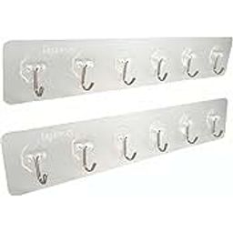 inme Self Adhesive Wall Hooks with 10 kg Weight Capacity, Hanger Sticker for Home Kitchen Bathroom Bedroom as Keys Bag Towel Holder Utensils Organizer, No Drilling (Clear, Pack of 2)-picture-10