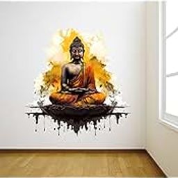 Ridit Creation ™ Big Size Buddha Statue Self Adhesive Wall Stickers for Living Room, Bedroom, Hall Home Etc. Size-(50 X 38) cm-24