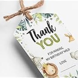 Jungle Theme Thank You Cards/Tags – 30 Pcs, 2 x 3.5 Inches, 250 GSM Multicolour Cardstock – Perfect for Kids’ Birthday Parties, Return Gifts, Baby Showers, and Jungle-Themed Events-image-11