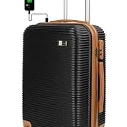 3GAtlantis Smart Series Unisex USB Charging Polycarbonate 24 Inch, 65 cm 4 Wheel Trolley Luggage Check in Size Suitcase Yellow-17