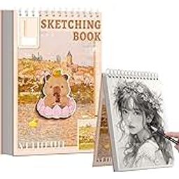 FunBlast Sketching Book for Artist, A4 Thickened Sketchpad for Artist, Students Hand-Painted Colored Lead Picture Album Sketch Book for Painting, Drawing, Art & Craft Work (Capybara, A4)-picture-27