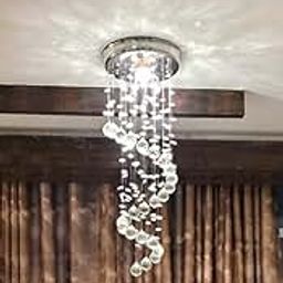 GANE-SHART 2 Feet Height Crystal Chandelier for Living Room Staircase Hall Hotel Decoration jummer jhumer Ceiling Light (W-8inch H-2 feet)(WarmWhite) DA1-15