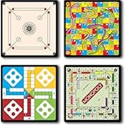 Yey Tea Coaster Set Classic Board Games Printed, MDF Wood Material Coasters for Home and Kitchen, Office Table, Dining Table, Home Decor (3.5x3.5 inches, Set of 4)-image-61