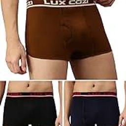 Lux CoziBigshot Men's Cotton Semi Long Trunk (Pack of 3)-image-43