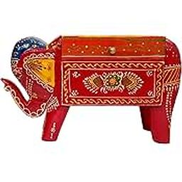 Purpledip Wooden Box 'Festive Elephant': Unique Shape & Artistically Handpainted Box with Lid (11286)-image-46
