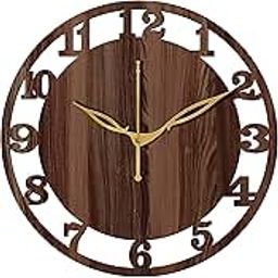 Freny Exim 10" Inch Wooden Analog Wall Clock (Wenge, Small Size, 25Cm X 25Cm)-028-15