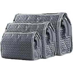 Kuber IndustriesKuber Industries Set of 3 Travel Storage Organizer | Waterproof Toiletry Pouch | Adjustable Compartment Jewellery Kit | Cosmetic Storage Bag | Self 3 Chain-Design | Gray-image-59