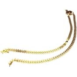 GenericPrimectrla Fab Traditional Simple gold plated Single Leg Chain Golden Anklets Ghungroo payal combo for girls women ladies bridal pajeb Payjeb Painjan Pattilu (PAYAL 7, FREE SIZE)-image-86
