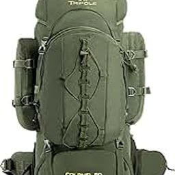 TripoleColonel Metal Frame 80L Rucksack with Detachable Bag & Rain Cover for Trekking & Travelling | Men & Women | 3 Year Warranty,Army Green-27