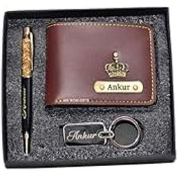 WG WOW GIFTS| Personalized Wallet, Pen & Keychain Gift Set for Men – Custom Name Engraved Combo | Birthday Gift for Husband, Boyfriend, Brother, Father | Gifting Hamper-51