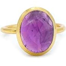 DuaAmethyst Oval Ring – Luxury Gold-Plated Birthstone Jewelry for Women-6