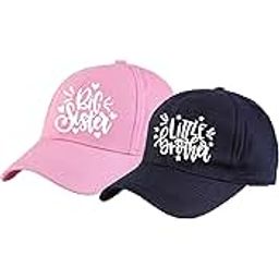 AICABig Sister & Little Brother Cotton Cap – Pink & Blue Color, Adjustable Strap, Free Size-image-22