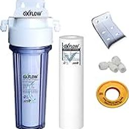 OXFLOW RO Heavy Duty Transparent Uncrackable Leakage Free Blue Pre Filter Housing 10" with 10" PP Spun Pre Filter and Fitting Accessories for All Type of Water Purification(Pack of 1)-image-96