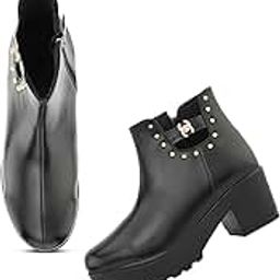 XE LooksAttractive,Comfortable & Trendy Casual High Block Heel Boot For Women Ankle Length Design-image-4