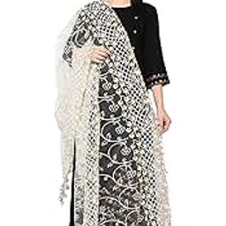 Weavers VillaWomen's Embroidered Net Dupatta-38