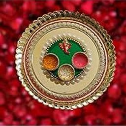 P.A. Latest Pooja Thali Set/Haldi kumkum Holder/Rolli chawal Box for Rakhi,Wedding,Festival.[8 Inch]-image-60