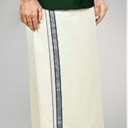 YETTALANMens Silver Jari Line Border 100% Cotton Cream Dhoti 4.00 Meters Double Mundu/Vesti-image-99