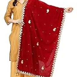 A R SilkWomen's Maroon Velvet Stone Work & Four Side Gotta Patti Work With Gotta Patti Lace Fancy Dupatta(ARS0746)-picture-41