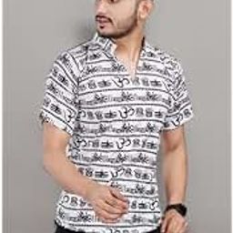 LH - Ladies HaatCotton Blend Mahakal Printed Kurta for Men | Regular Fit Om Printed Kurta for Boys | Spread Collar Devotional Kurta | Half Sleeve Short Kurta-image-92