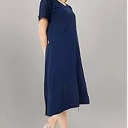 max MaxWomen Cotton Calf Length Night Gown-picture-44