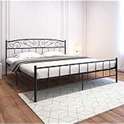 Homdec Antlia Metal Platform King Size Bed Frame with Headboard and Footboard, Heavy Duty Mattress Foundation – No Plywood Needed, Noise Free (78 x 72, Black)-image-83