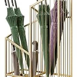 INDIAN DECOR 51564 Metal Umbrella Stand - Free Standing Umbrella Holder, Square Storage Stand for Office, Living Room, Hallway - Golden, 25x40x62 CM-15